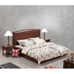 China Glassic design of Leisure Bedroom Furniture Upholstered Headboard Bed by True Leather with High density Sponge covered supplier