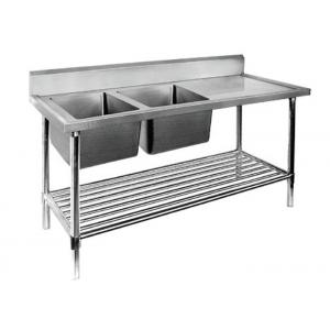 China Restaurant Prep Table With Sink 1 / 2 / 3 Sinks Stainless Steel Sink Table supplier