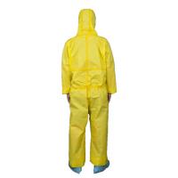 China Type3B Disposable Medical Coverall With 3 Pieces Hood And Yellow Tape on sale
