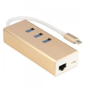 USB 3.1 Type C  To 3 Ports  Hub + Ethernet Network LAN + Charging Port Adapter For Macbook