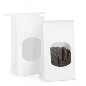 Kraft Paper Coffee Beans Packaging Paper Bags With PVC Transparent Clear Window Customized