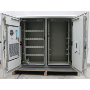 Two Compartment 24U Outdoor Wall Mounted Cabinet , Outdoor Telecom Enclosure With Heat Exchanger