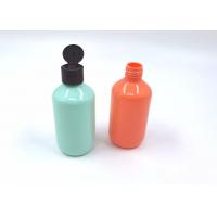 China Oblique Shoulder PET Plastic Bottle With Black Fold Cap 300ml on sale