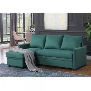 French Style Modern Simple sofa bed OEM Cheap Price Corner sofa set for Living room Green Color Linen Fabric sleeper sof