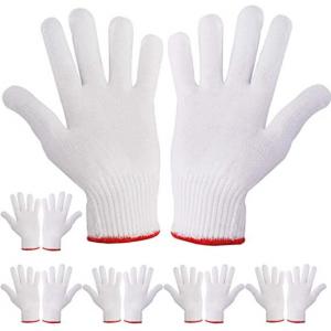 White Reusable Work Hand Cotton Gloves Grip Washable Reusable 90 Cotton 10 Nylon