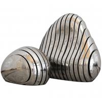 China Speckled Stone Stainless Steel Sculpture Hollow Metal Outdoor Statues Sculptures on sale
