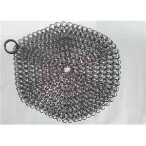China 7 Inch Stainless Steel Chainmail Scrubber For Cookware Cleaning , Round Shape supplier