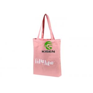 Thick Portable Reusable Cotton Tote Bags , Korean Style Pink Canvas Tote Bags