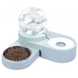 2 In 1 Ceramic Pet Feeder Bowls Cat Water Dispenser 1.8L Automatic Water Refilling