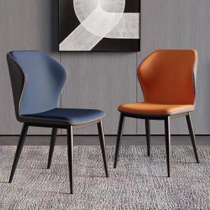 Metal Dining Chairs With Upholstered Seats , Modern Leather Metal Dining Chair