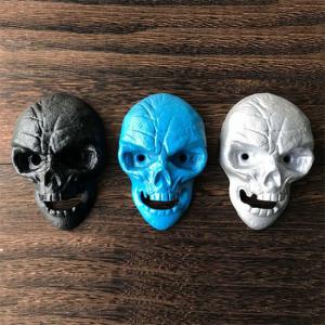 China Cool Innovative Cast Iron Skull Head Wall-mounted Bar Beer Bottle Opener, White Blue and Black Color, Engrave Logo supplier