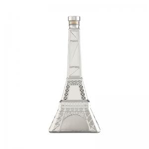 Hot Stamping Surface Handling Customize Sealing Type Eiffel Tower Glass Bottle for XO Brandy
