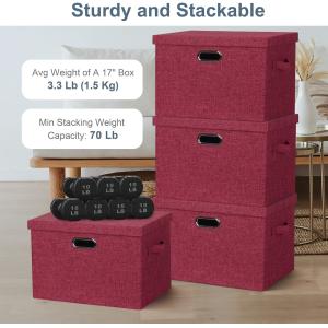 China Large jute fabrics Collapsible Storage Bins With Lids Jute Fabric Foldable Storage Boxes Organizer Containers Baskets Cube With Cover For Home Bedroom Closet Office Nursery wholesale