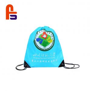 Blue Color Printing Easy To Take Drawstring Packing Bag Fabric Shopping Bag