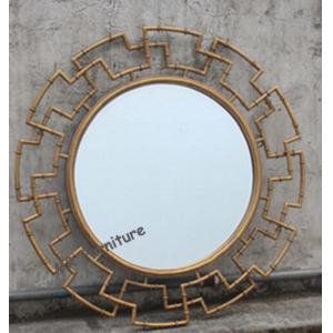 Durable Floral Mirror Wall Decor , Mirror Glass Wall Art Gold Leaves Finish