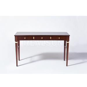 China Antique MDF Wooden Writing Desk With Walnut Veneer Solid Wood Legs with Three Drawer supplier