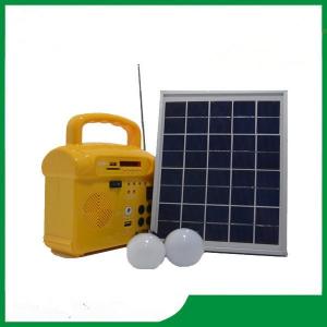 10w mini rechargeable solar lighting kits with 2 bulbs and mobile phone charger and FM radio for hot sale