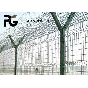 3D Welded Airport Security Fencing , Razor Barbed Airport Perimeter Fence