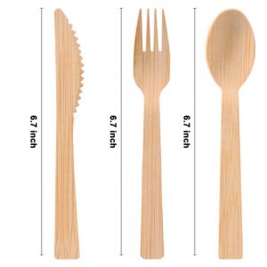 100% Bamboo Forks Spoons Knives Cutlery Compostable Biodegradable Utensils Set