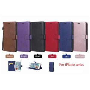 China iPhone Pure Color Leather Wallet Protective Case with Card Slots supplier
