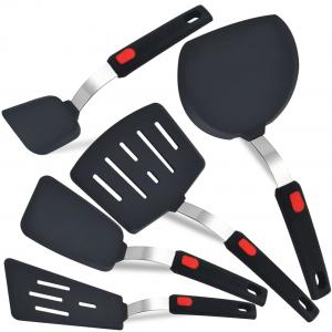 5-Pack BPA Free Silicone Spatulas Turner Set For Nonstick Cookware Flexible Kitchen Utensils Cooking Spatula Set For Egg