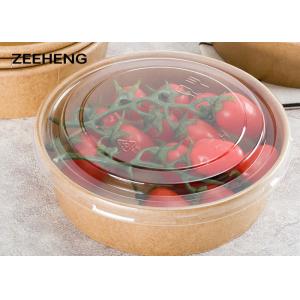12oz 400ml Single Pe Coating Kraft Paper Salad Bowl With Lid , Eco Friendly