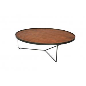 Customized Round Metal Frame Coffee Tables Steady Solid Wood Coffee Table