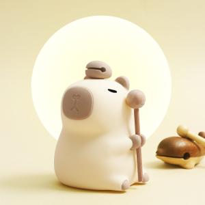 China Diseño moderno lámpara nocturna de silicona capibara portátil USB recargable fuente de luz LED control táctil lámpara de animales para el dormitorio supplier