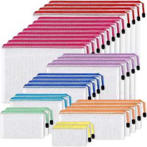 Mesh Zipper Pouch, Waterproof Zipper Bags, 8 Sizes Waterproof Plastic Document Pouch, 8 Colors, Multipurpose