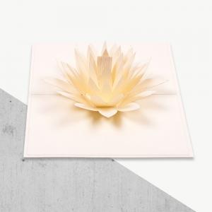 Offset Printing 3D Pop Up Greeting Card White Water Lily Shape CE ROHS FCC Certificates