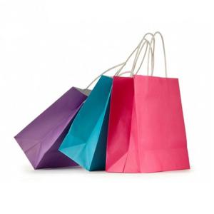 Biodegradable Printed Kraft Paper Bags Plastic / Water Resistant Coatings Available