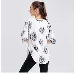 China XS-5XL Women'S 3 4 Sleeve T Shirts / Loose Fitting Workout Shirts supplier