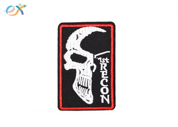 Rectangle Embroidered Motorcycle Patches , Custom Made Patches For Leather Vests