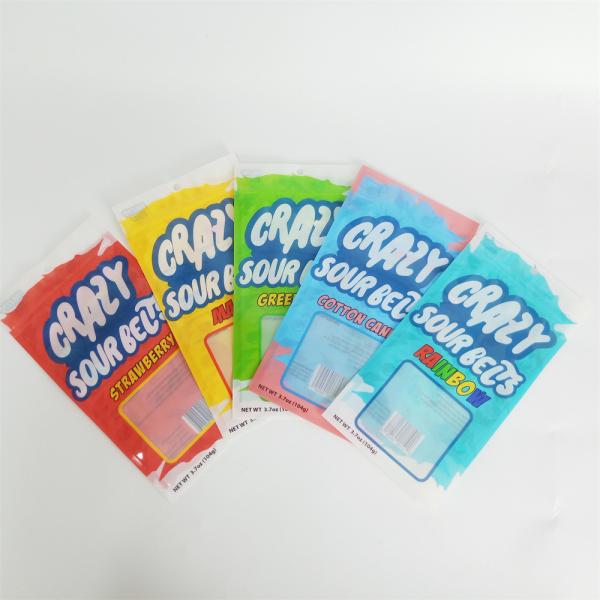 Custom Printed Food Grade Plastic Bag For Sugar Packaging Three Side Seal Candy Sugar Pouch Zip Lock Sugar Bag With Window