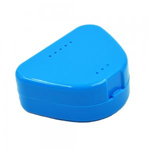 Blue Denture Cup Holder , Denture Soaking Container For Mouthguard