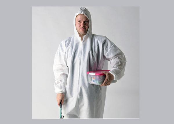 Cool Disposable Protective Coverall Blood Penetration Resistance With Elastic Cuff