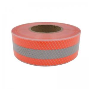 China fluorescent safety tape fabric stripes Vinyl Textile Reflective Transfer Film Segmented Orange Yellow supplier
