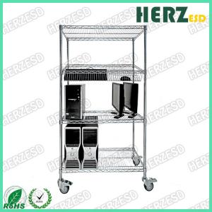 China Anti Static Stainless Steel Rack With Wheels ESD Wire Shelf Rack supplier