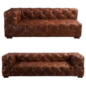 China Defaico Furniture Vintage Leather Sectional Sofa With Tufted Button Crafts supplier