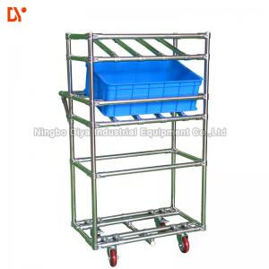 China PE Lean Pipe Recycling Tote Cart Turnover Trolley Cold Welded Glossy Surface For Workshop supplier