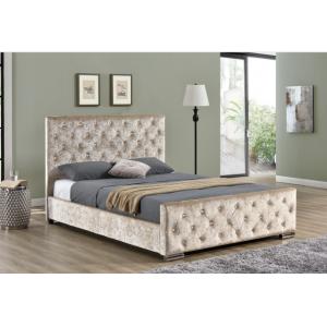 King Size Fabric Velvet Simple Modern Wood Bed Frame Upholstered