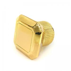China Classic Hot Sale Zinc Alloy Gold Rectangle Shape Metal Zamac Perfume Bottle Cap supplier