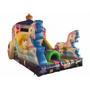 China Inflatable pink The carriage princess standard slide disney pink inflatable princess castle carriage slide supplier
