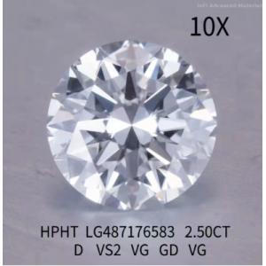 E Color VS2 VG Round Brilliant Cut Diamond Round 2.5 Carat Lab Grown Diamond