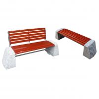 China ODM Modern Stone And Wood Outdoor Benches With Backrest Flanged Surface Mounted on sale