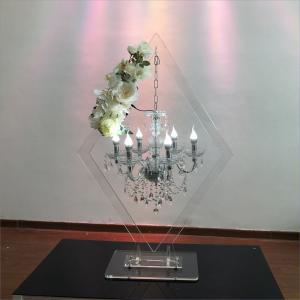China ZT-407C  Wedding event centerpieces rhombic clear acrylic stand with crystal lighting chandeliers supplier