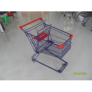 China Easy Push Handle Wire Shopping Trolley , 4 Wheel Shopping Trolley Red Plastic Parts supplier