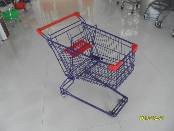 Easy Push Handle Wire Shopping Trolley , 4 Wheel Shopping Trolley Red Plastic