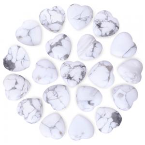 White Turquoise Heart Shaped Healing Stones 0.8 Inch For Jewelry Making