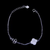 China 925 Silver Lucky Charm Bracelet Cubic With Three Leaf And Four Leaf Clover on sale